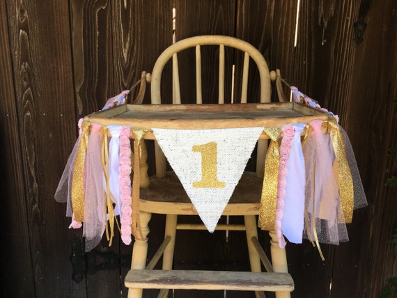 High Chair Banner,First Birthday,1st Birthday,First Birthday Banner,Tutu High Chair Banner,Princess Banner,Pink and Gold Banner,Photo Prop