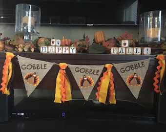 Thanksgiving Banner,Turkey,Turkey Banner,Gobble,Thanksgiving,Felt Banner,Turkey Day,Felt Turkey,Kids Thanksgiving,Gobble Gobble,Fall