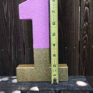 Number 1  Photo Prop, Baby Pink and Gold, 1st Birthday, First Birthday, Light Pink and Gold, Girl Birthday, 1st, Table Centerpiece, 8 inches