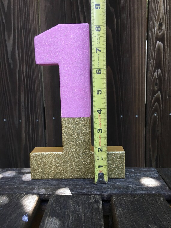 Number 1  Photo Prop, Baby Pink and Gold, 1st Birthday, First Birthday, Light Pink and Gold, Girl Birthday, 1st, Table Centerpiece, 8 inches