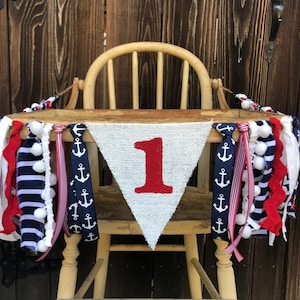 High Chair Banner,1st Birthday,1st Birthday Banner,First Birthday,Nautical Banner,Boating,Nautical Party,Navy,Anchor,Cake Smash,Photo Prop