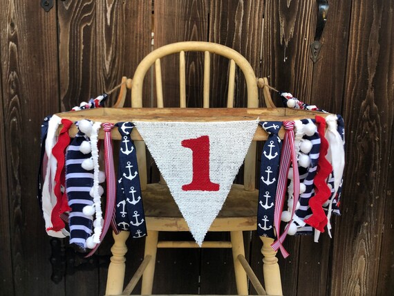 High Chair Banner,1st Birthday,1st Birthday Banner,First Birthday,Nautical Banner,Boating,Nautical Party,Navy,Anchor,Cake Smash,Photo Prop