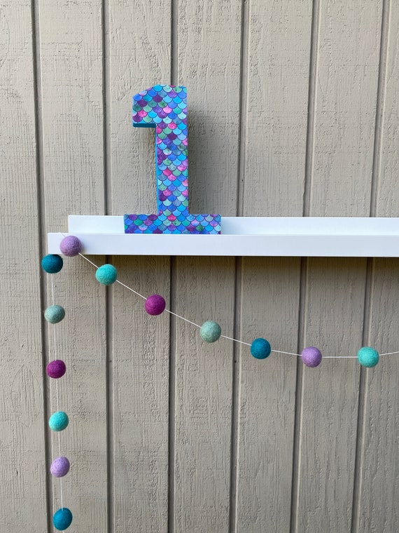 Mermaid Felt Garland,Felt Garland,Mermaid Birthday,Pom Pom Balls,Felt Ball Garland,Mermaid Garland,Mermaid Party,Nursery,Baby Shower,Wool