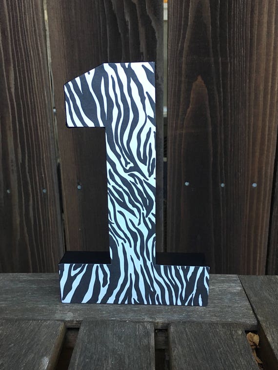 Number 1 Photo Prop,First Birthday,Animal Print,Zebra,Zebra Number 1,Safari Party,Number One, 1st Birthday,Table Centerpiece,Zoo,8 inches