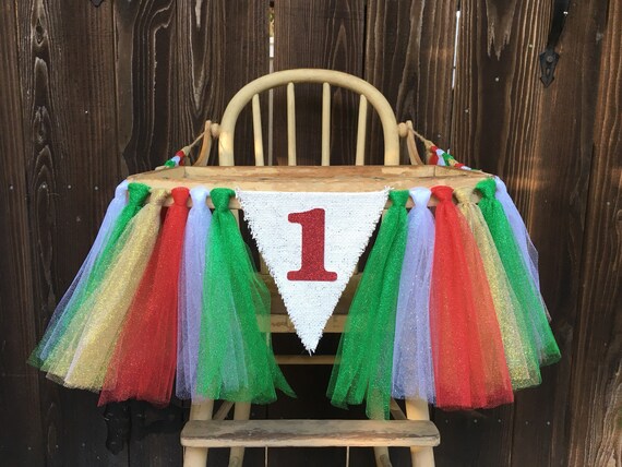 High Chair Banner,1st Birthday,Tulle Banner,First Birthday,Christmas Birthday,Christmas,Christmas Banner,Tulle,Garland,Photo Prop,Holiday