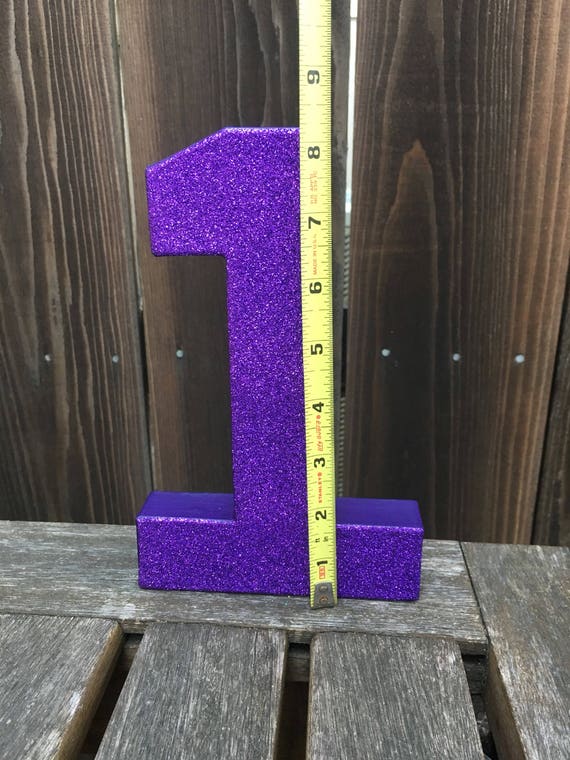 Number 1 Photo Prop, Number One, Purple, 1st Birthday, Glittered, Cake Smash, Number One, Table Centerpiece, Glitter, 8 inches