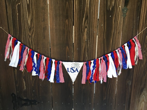 Patriotic Banner, Patriotic Garland, Labor Day Banner,4th of July Banner, USA, Summer Decor, Flag Garland, Flag Banner, Stars & Stripes