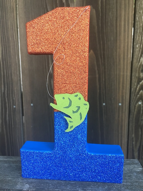 Number 1 Photo Prop, First Birthday, Fishing Theme, Fishing, Cake Smash, 1st, Number One, Paper Mache, Table Centerpiece, 8 inches