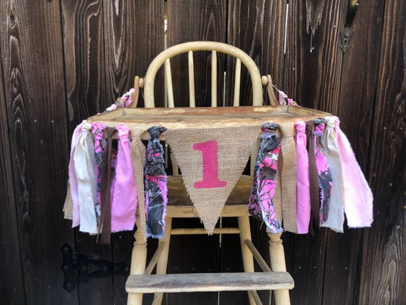 High Chair Banner,Pink Camo,1st Birthday,Pink Camo Birthday,Hunting Banner,Pink Camo Banner,Girl Birthday,Burlap Banner,Baby Shower