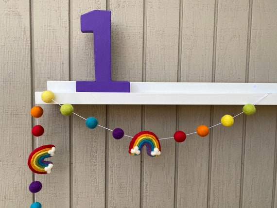 Rainbow Felt Garland,Felt Garland,Rainbow,Pom Balls,Felt Ball Garland,Rainbow Garland,Rainbow Decor,BrightRainbow Birthday,Fiesta,Wool