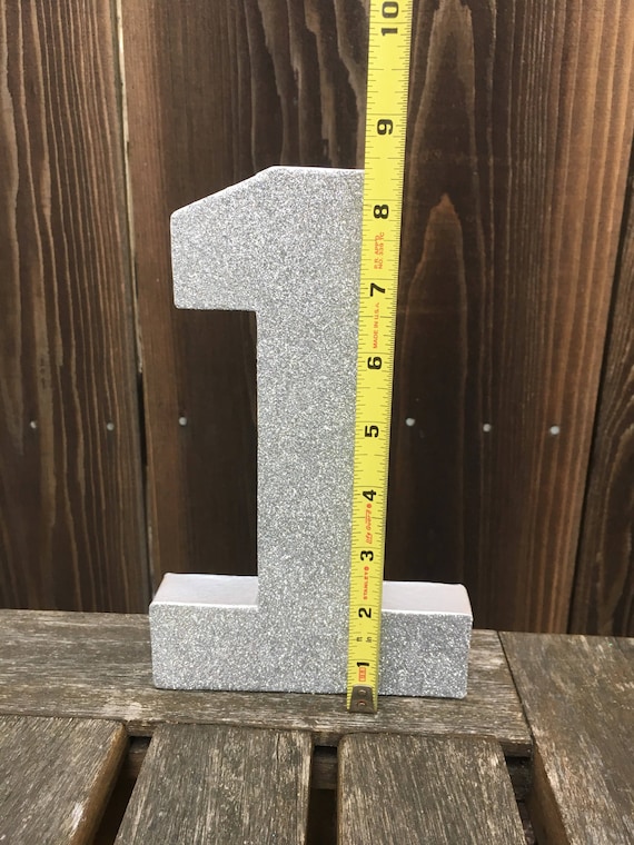 Number 1 Photo Prop, First Birthday, 1st Birthday, Glitter, Silver, Cake Smash, 1st, Number One, Paper Mache, Table Centerpiece,8 inches