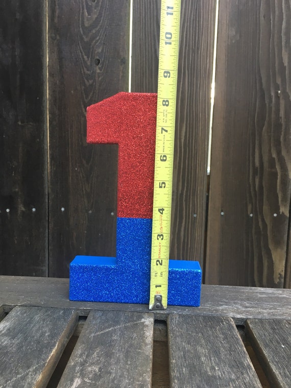 Number 1 Photo Prop, Super Hero, 1st Birthday, First Birthday, Number One , Photo Prop, Patriotic Birthday, Table Centerpiece, 8 inches