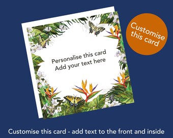 Custom Greeting Card | Create Your Own Card | Own Text | Wildlife Themed | Jungle | Paradise