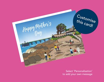 Customisable Clevedon Card - Clevedon Pier mother's Day Greetings Card - Blank inside - Clevedon art