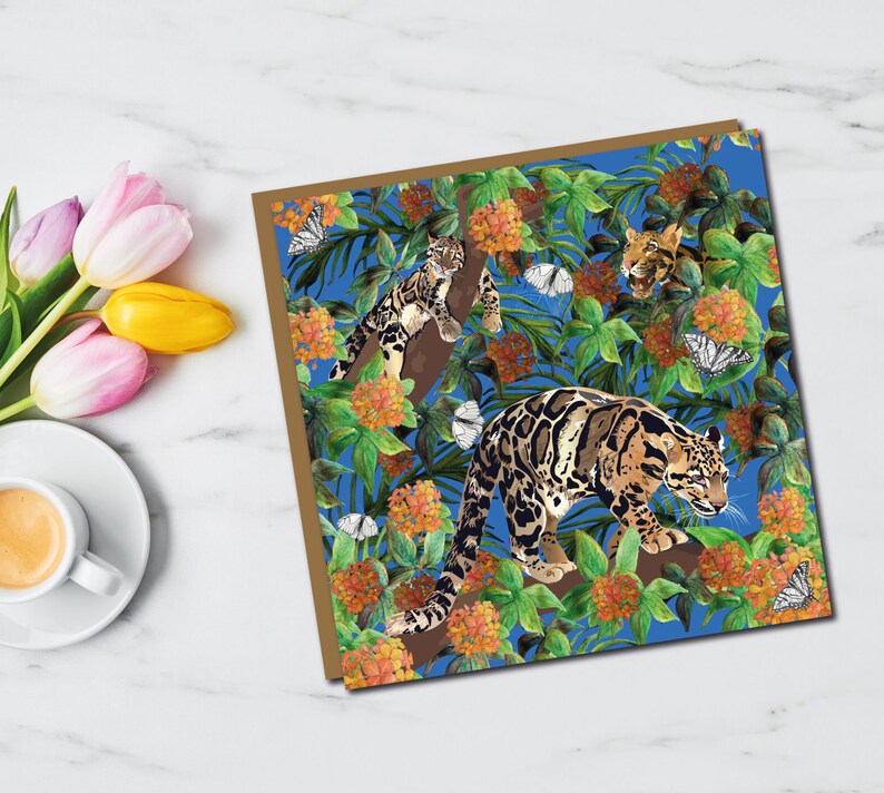 Leopard Card Clouded Leopard Card Leopard Birthday Card - Etsy