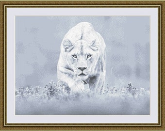 Lioness, Cross Stitch Pattern in PDF for Instant Download