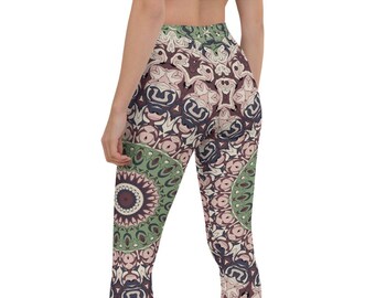 Ladies Leggings Yoga Pants, Printed Yoga Tights for Women, Unique Mandala Design