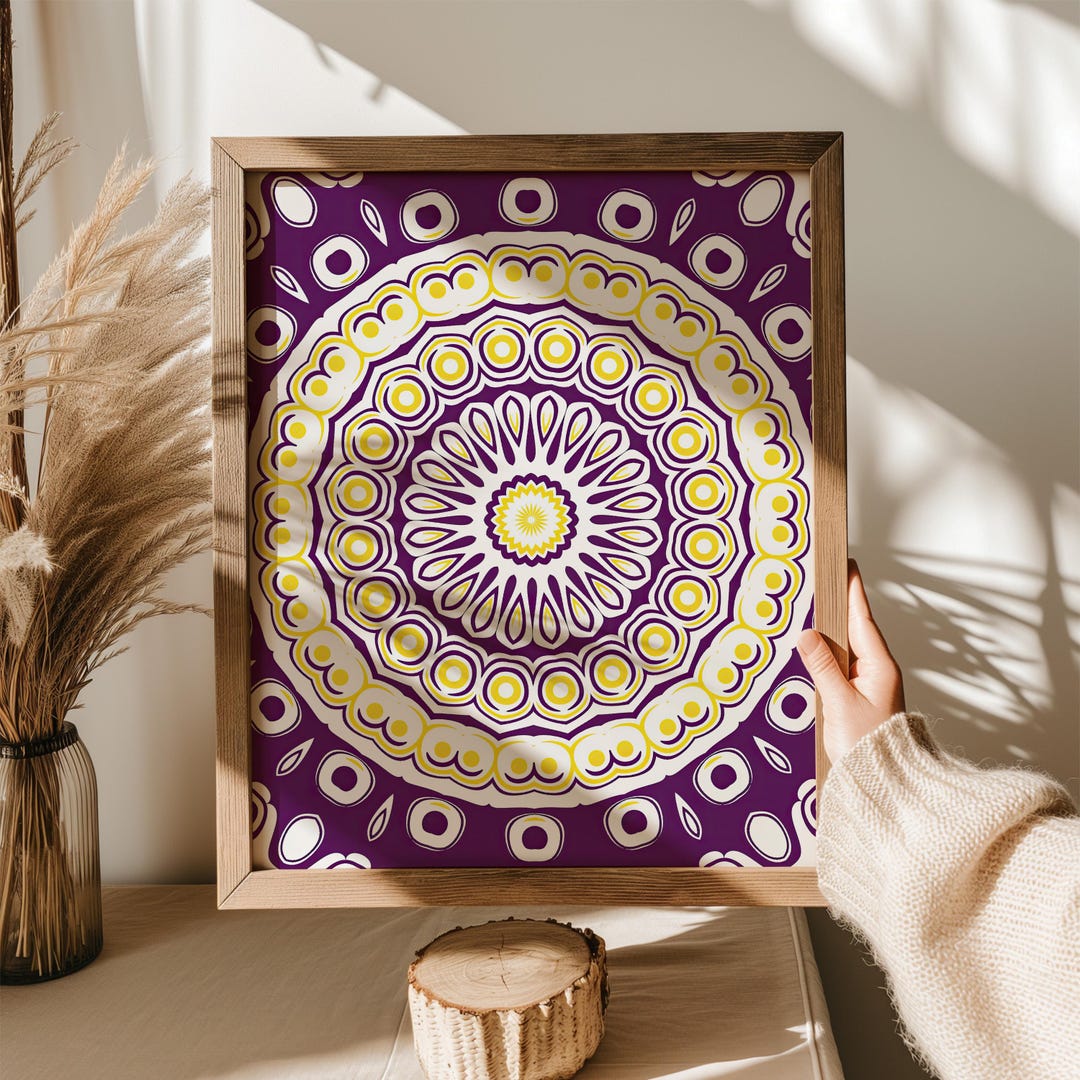 Purple and Gold Printable Wall Art - Bold Mandala Sacred Geometry Decor ...