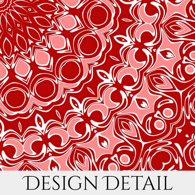 Red Pattern Wall Art, Bold Ornamental Design, Vibrant Layered Abstract ...