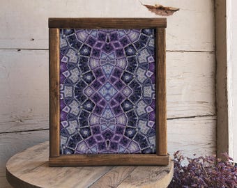 Purple Blue Abstract Wall Art, Lavender Kaleidoscope Print, Mystical Pattern Decor