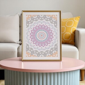 Pink & Gray Pattern Wall Art, Soft Pastel Design, Layered Floral Motif, Light Airy Artwork