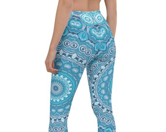Blue Mandala Leggings for Women, Fashion Yoga Pants, Everyday Leggings, Printed Leggings