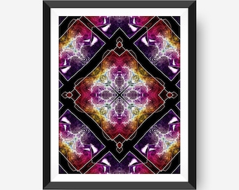 Jewel Tone Abstract Printable, Dark Bold Maximalist Decor, Dramatic Statement Wall Poster