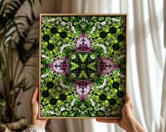 Green and Pink Abstract Printable, Bold Psychedelic Nature Decor, Vivid Eclectic Statement Poster