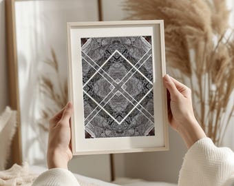 Bare Branch Abstract Print, Mirrored Winter Forest, Dark Nature Wall Art for Moody Home Decor