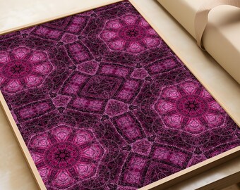 Magenta Kaleidoscope Wall Art, Dark Pink Abstract Pattern Print, Bold Maximalist Decor