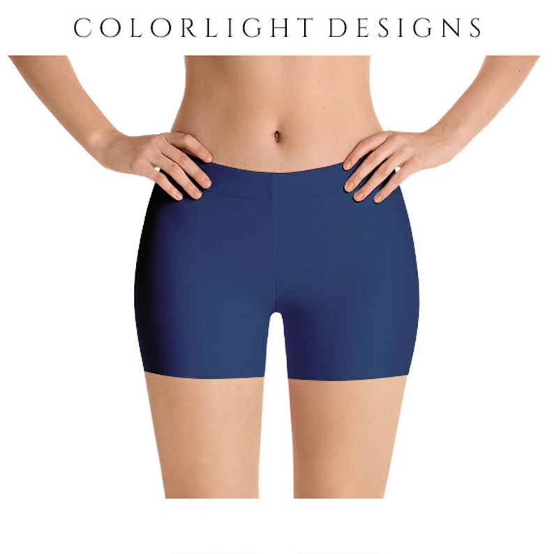 Indigo Yoga Shorts Stretchy Workout Clothing Plus Size Solid Etsy
