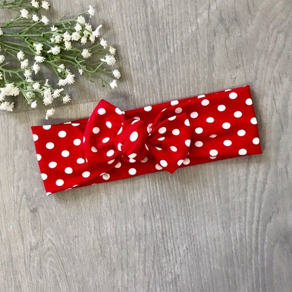 Bandeau Rouge Polkadot / Minnie Mouse / Baby Headband / Toddler Headband / Baby Shower / Baby Bow / Newborn Gift /Baby Gift