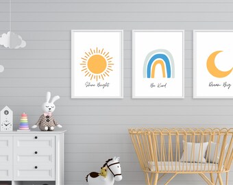 Nursery art print / Digital / Wall Art / Baby / Custom Quote Print / Bespoke Children’s bedroom  / nursery print / A4 / sun moon rainbow