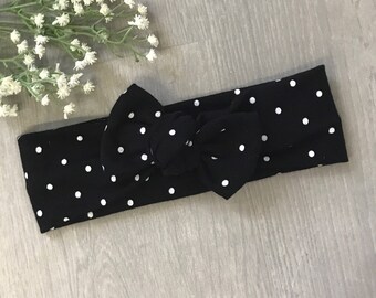 Black Dot Headband / Baby Headband / Toddler Headband / Baby Shower / Baby Bow / Newborn Gift /Baby Gift