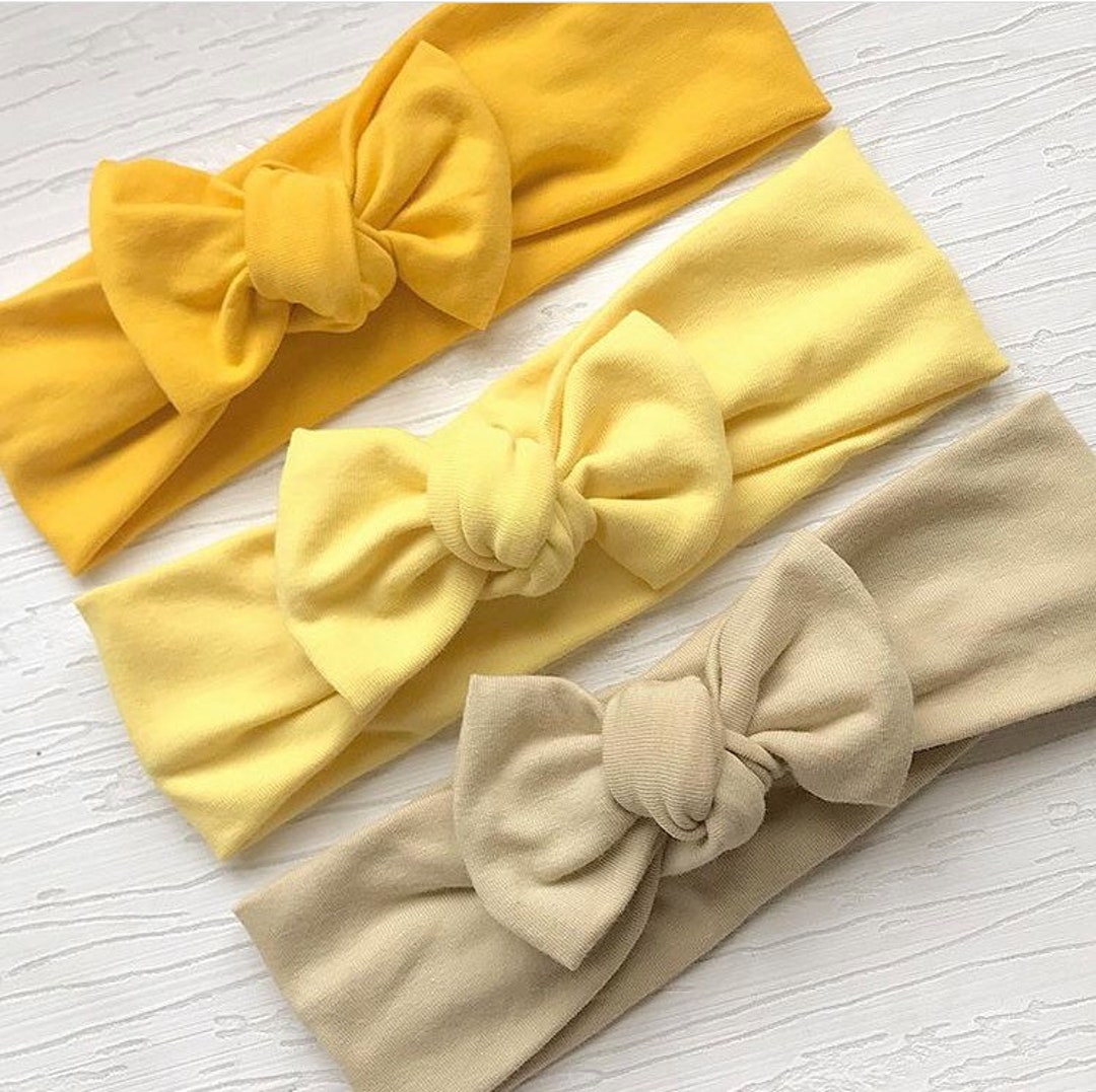 Yellow Set / Baby Headband / Newborn Head Band Wraps / Baby Etsy