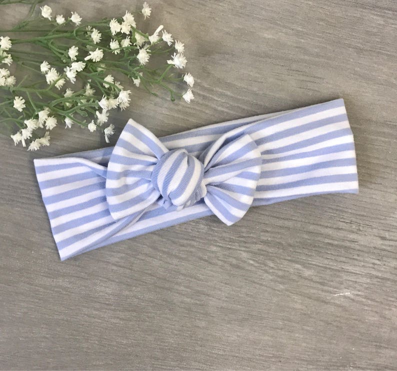 Blue Stripe Headband Baby HeadbandToddler HeadbandBaby ShowerBaby BowNewborn GiftBaby GiftBlue stripe Headband