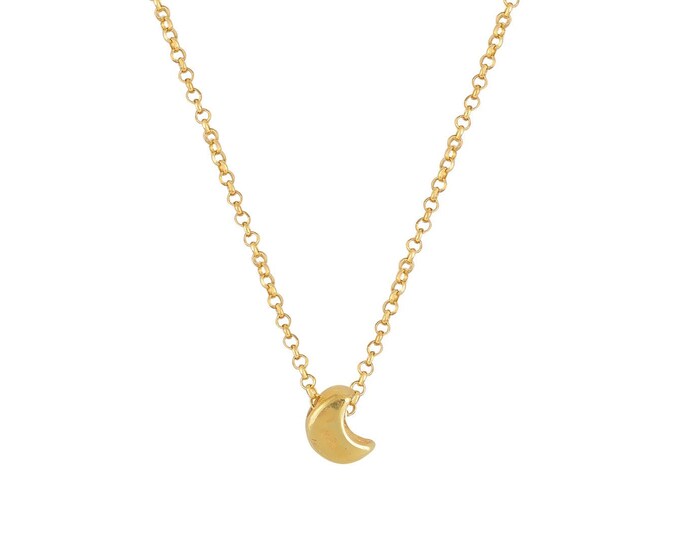 Tiny Moon Necklace - 18K Gold Plated