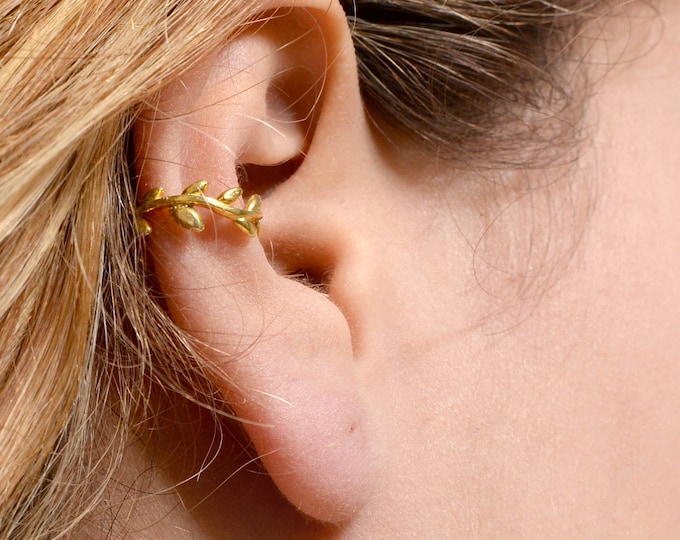 Olive Leaves Ear Cuff Earring - 18K Gold Plated