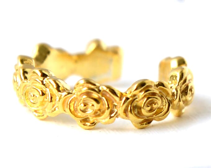 Roses Band Ring - 18K Gold Plated