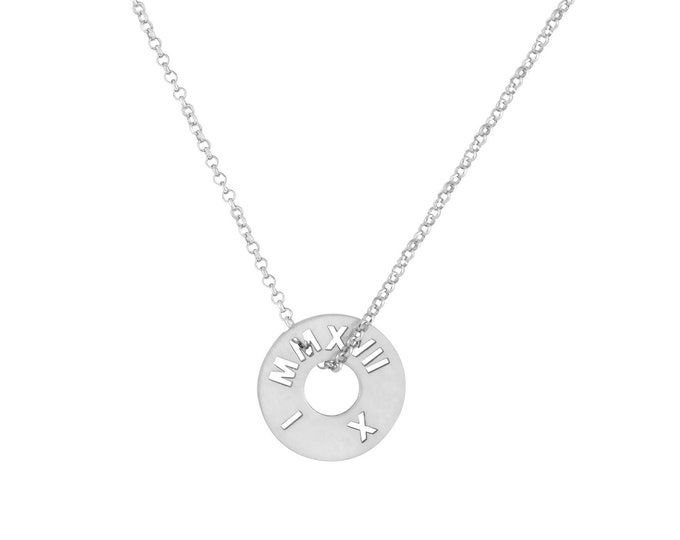 Roman Numerals Necklace - Platinum Plated