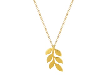 Olive Leaves Necklace - 18K Gold Plated, 925 Silver, Olive Branch Necklace, Grecian Necklace, Minimalist Necklace, Minimal Chic Jewelry