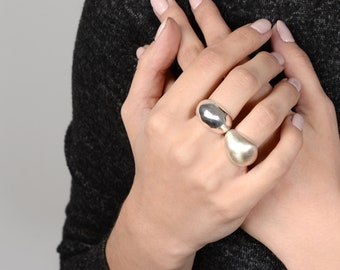 Wide Dome Ring - Platinum Plated, 925 Silver, Statement Dome Ring, Chunky Ring, Minimalist Ring, Minimal Chic Jewelry