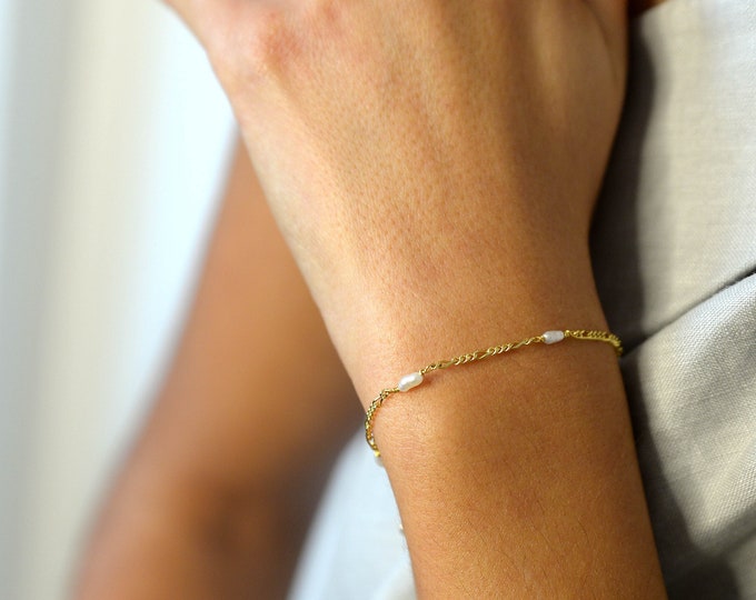 Pearls Figaro Bracelet - 18K Gold Plated