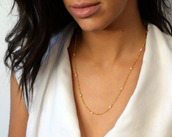 Pearls Figaro Necklace - 18K Gold Plated