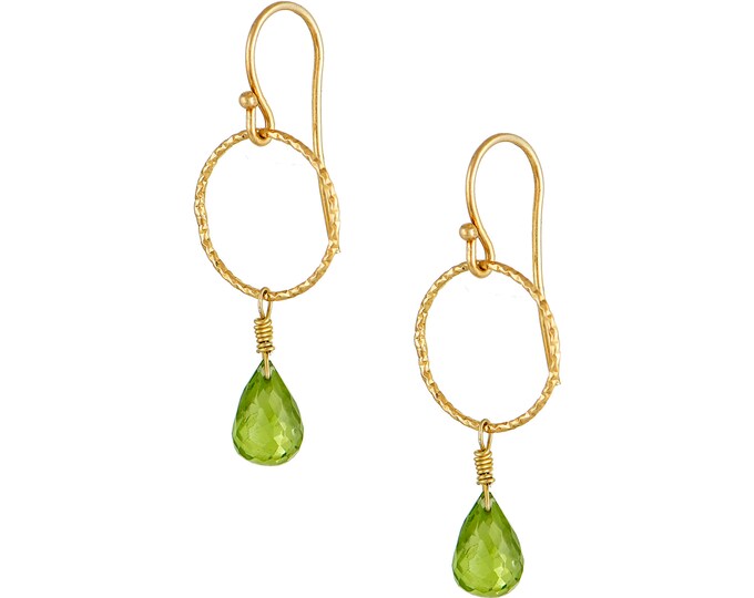 Peridot Drop Earrings - 18K Gold Plated