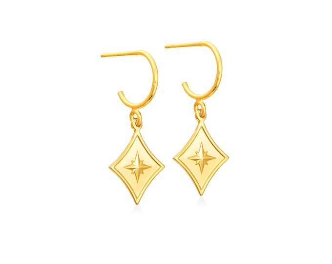 Polaris Star Hoop Earrings - 18K Gold Plated