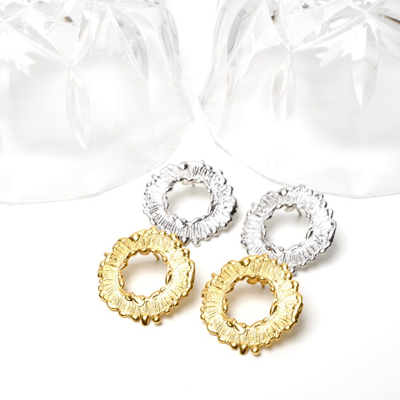 Fireworks Small Hoop Earrings 18K Gold Plated, 925 Silver, Circle Statement Earrings, Minimalist Earrings, Minimal Chic Jewelry image 9