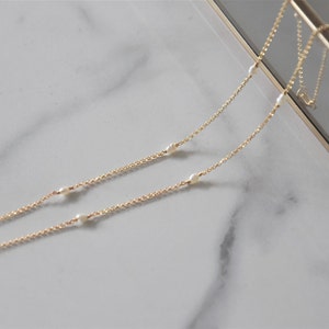 Pearls Necklace 18K Gold Plated, 925 Silver, June Birthstone, Delicate Choker Bead Necklace, Minimalist Necklace, Minimal Chic Jewelry image 4