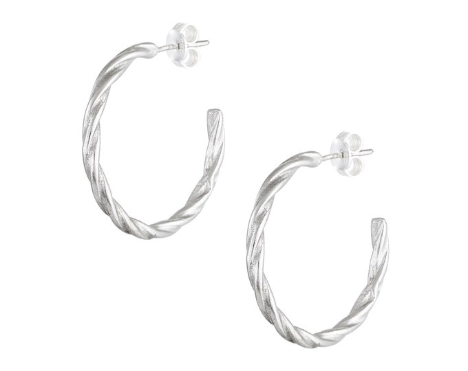 Twisted Hoop Earrings - Platinum Plated