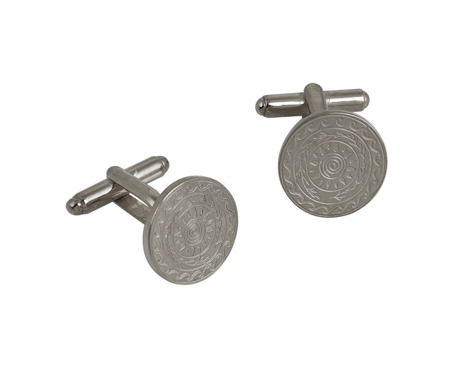 Cyclos Engraved Cuff Links - Black Platinum Plated